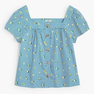 J. Crew Lemon Printed Square Neck Top